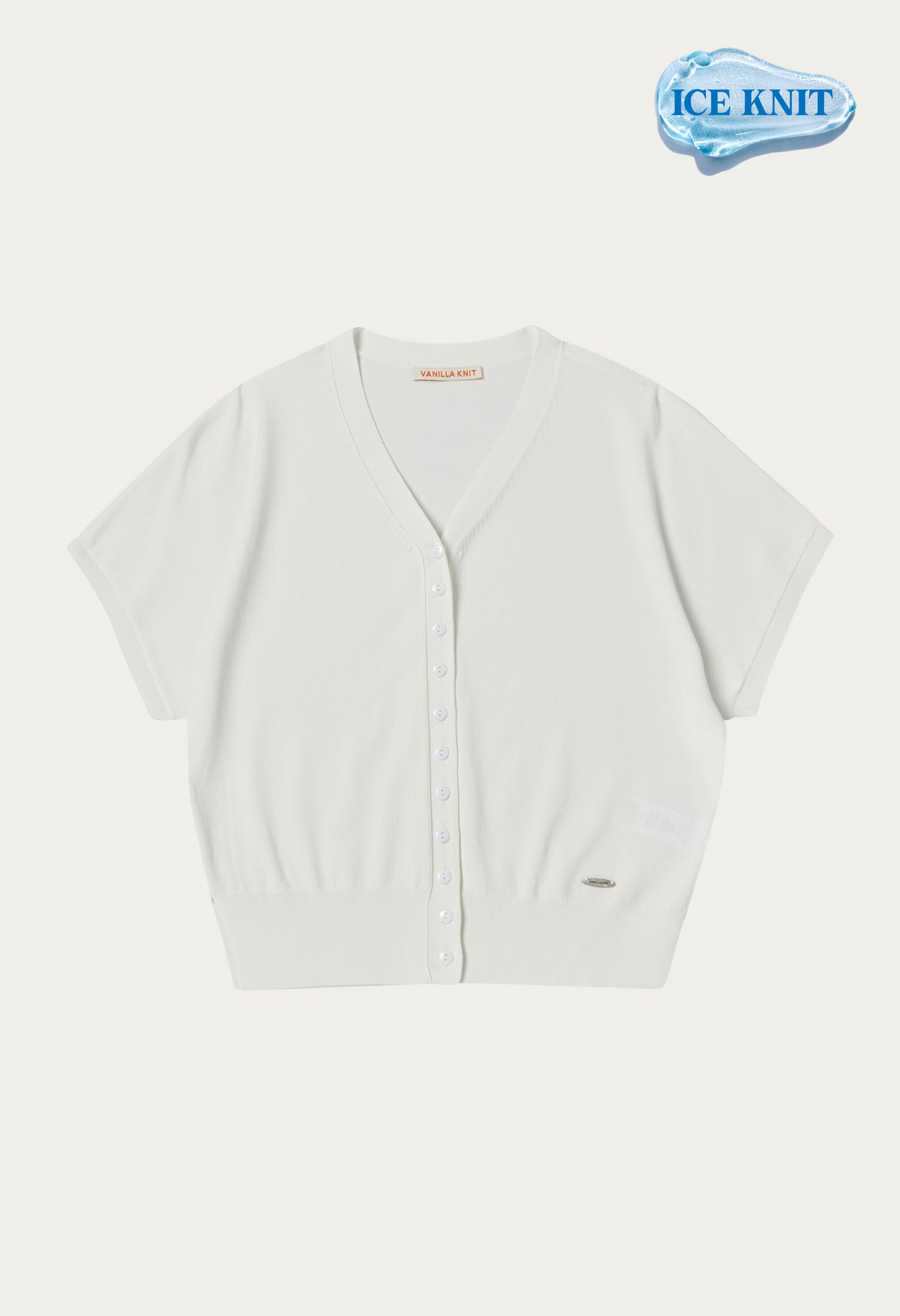 Iced linen v-neck sleeve knit