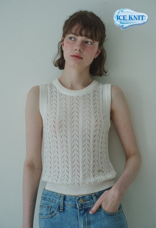 Tropical cable sleeveless knit