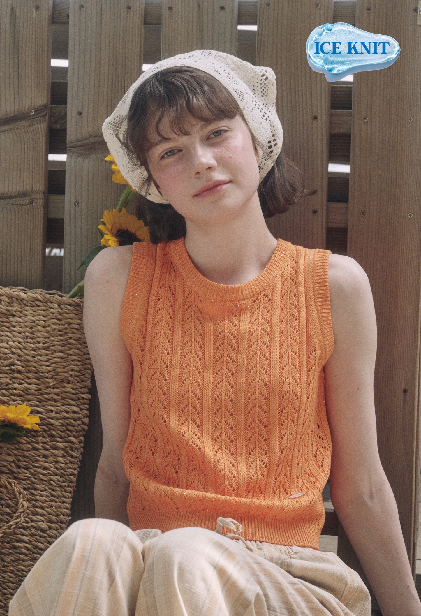 Tropical cable sleeveless knit