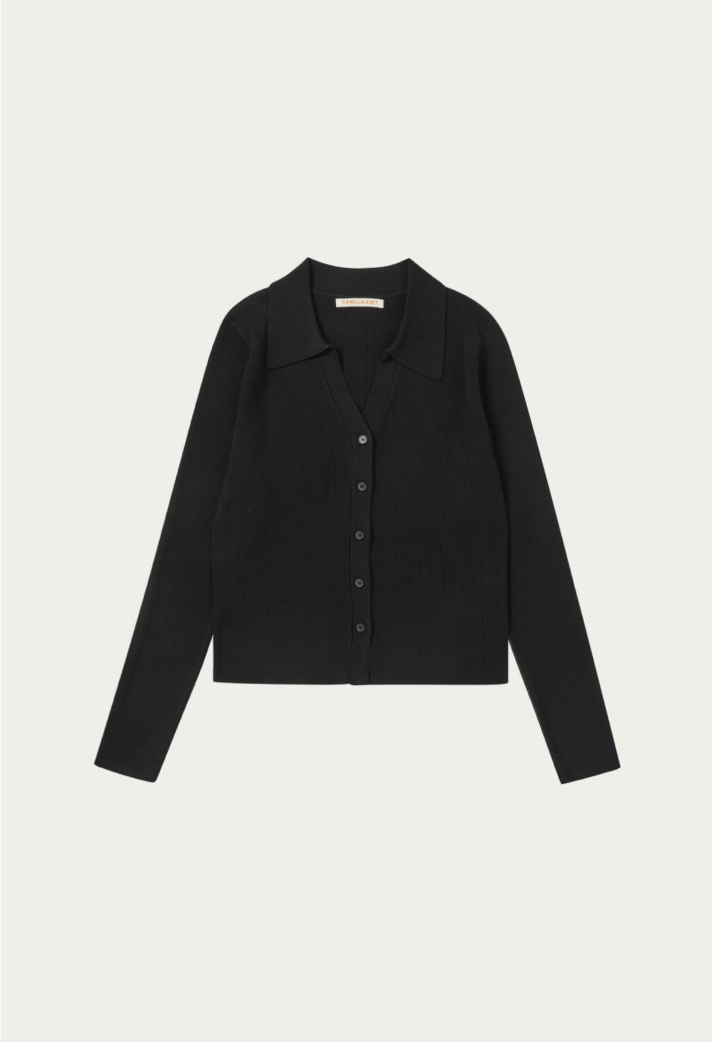 Slim ribbed collar cardigan