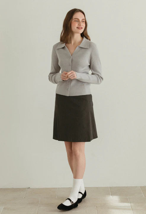 [Same-Day Shipping] Slim ribbed collar cardigan