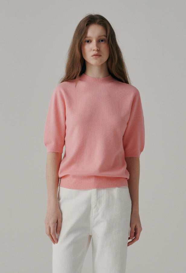 Tinted Wool Wholegarment Short-Sleeved Knit