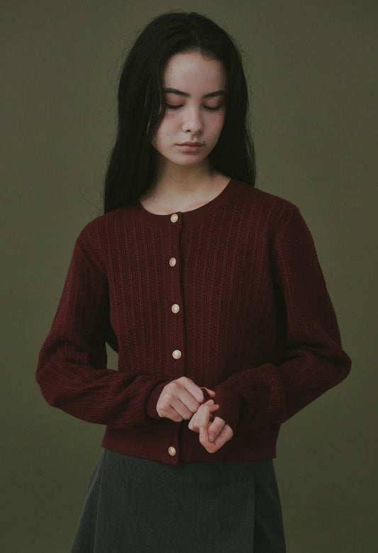 Midnight Gold Button Cable Cardigan