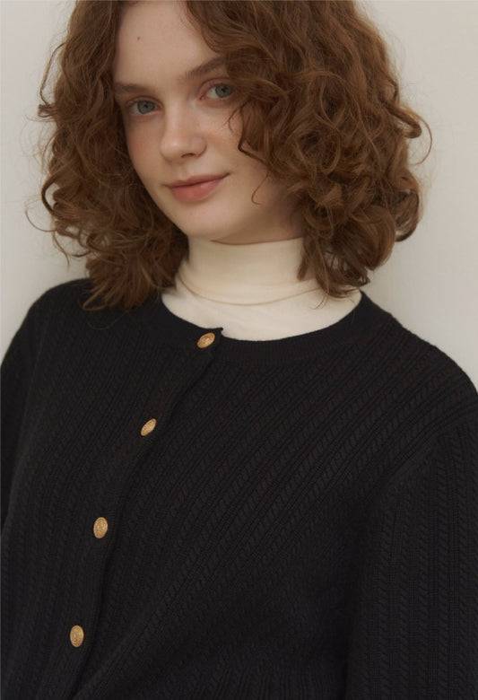 Chris gold button cashmere knit cardigan