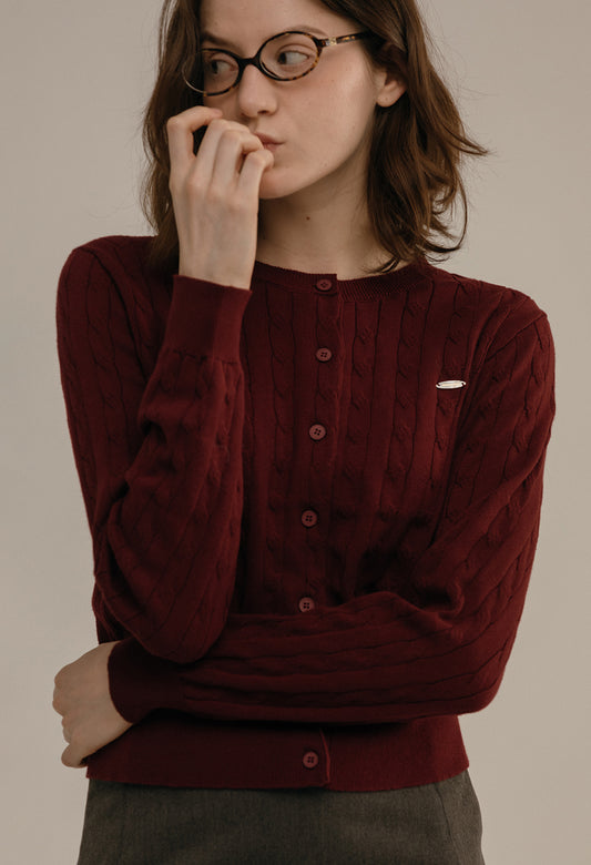 Classic cable cotton knit cardigan