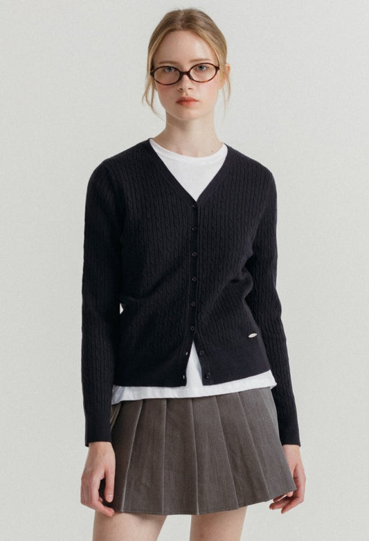 Classic Cable V-Neck Knit Cardigan