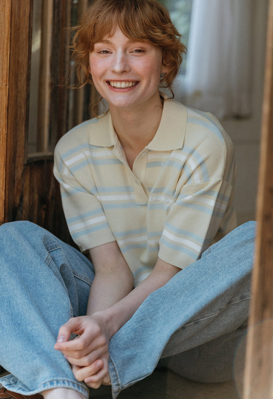 Loose Fit Retro Stripe Ice Knit