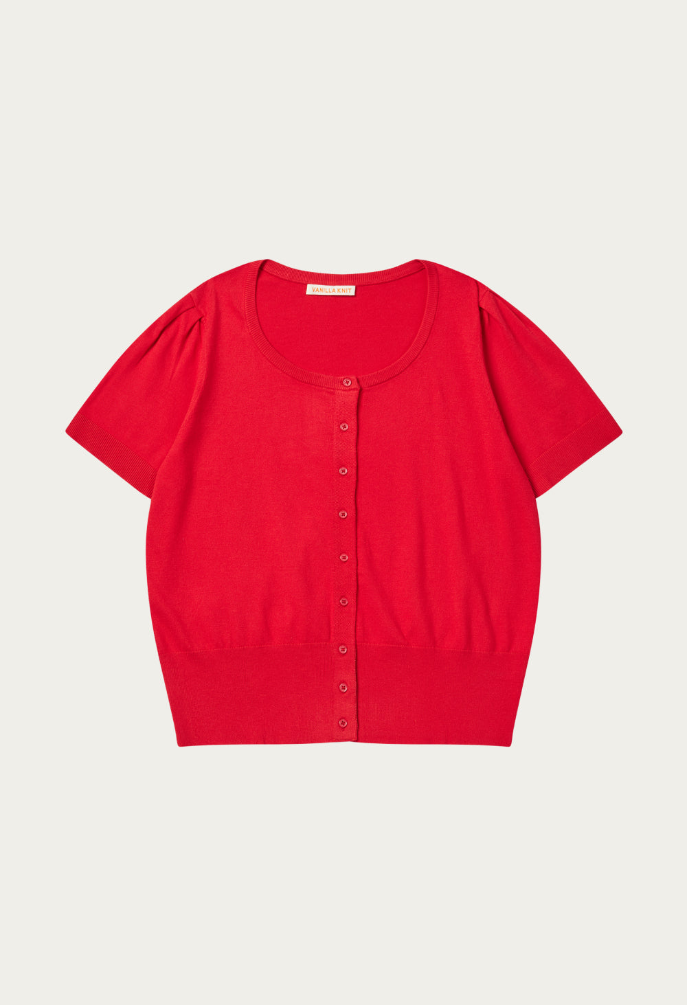 July puff half sleeve knit cardigan