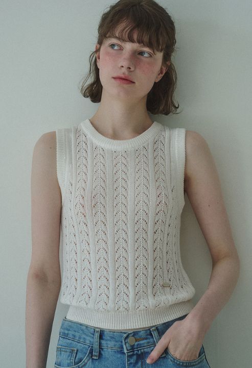 Tropical cable sleeveless knit
