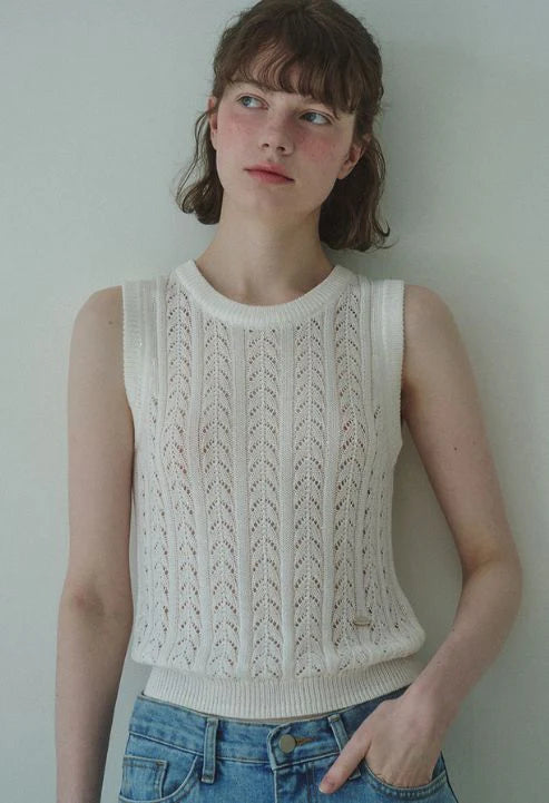 [Same-Day Shipping]  Tropical cable sleeveless knit