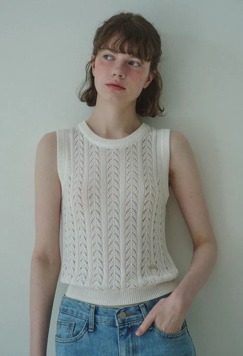 [Same-Day Shipping] Tropical cable sleeveless knit