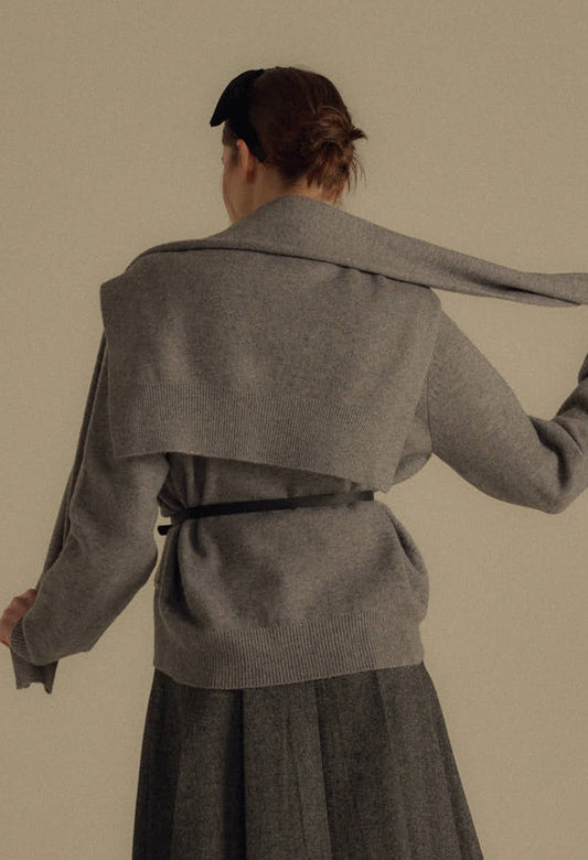 Vanilla basic wool knit shawl (WINTER)