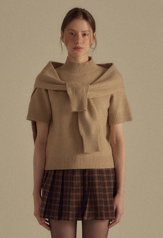 Vanilla basic wool knit shawl (WINTER)