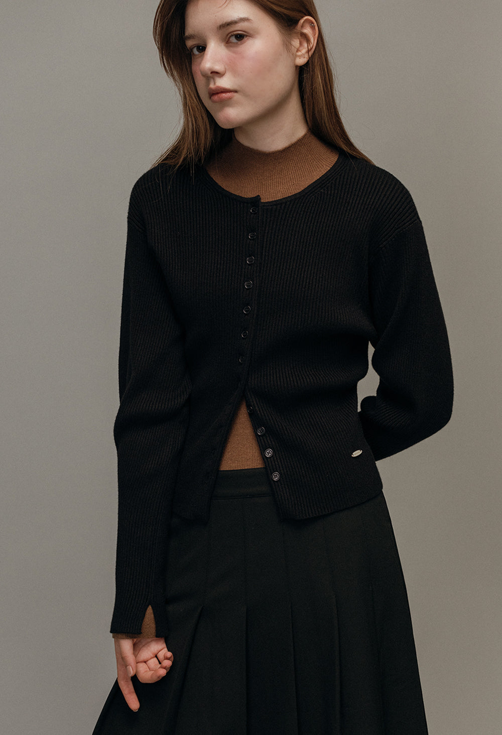 Novel volume knit cardigan