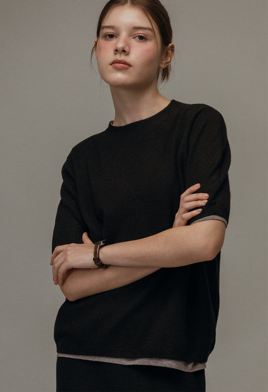 York wool volume half sleeve knit