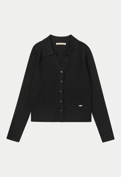 [Same-Day Shipping] Slim ribbed collar cardigan
