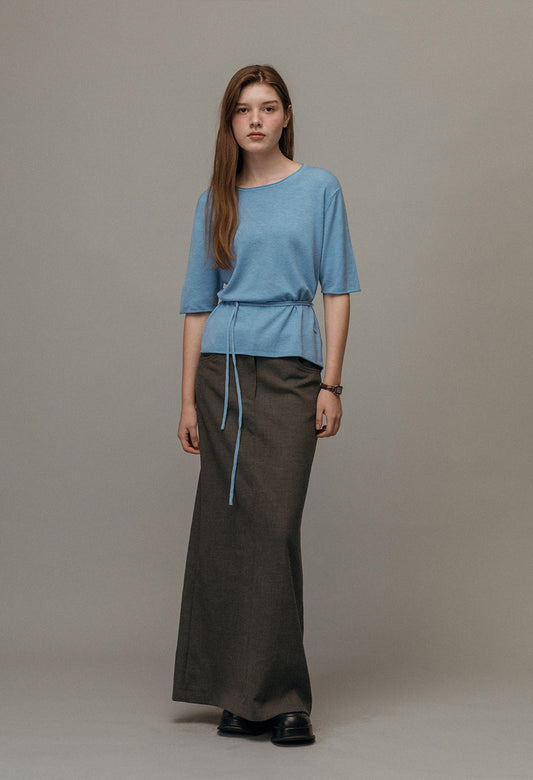 Strap wool half sleeve knit