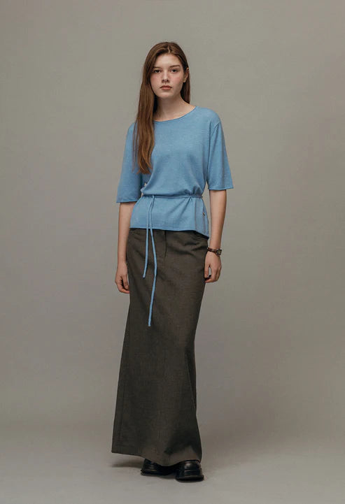 [Same-Day Shipping] Strap wool half sleeve knit