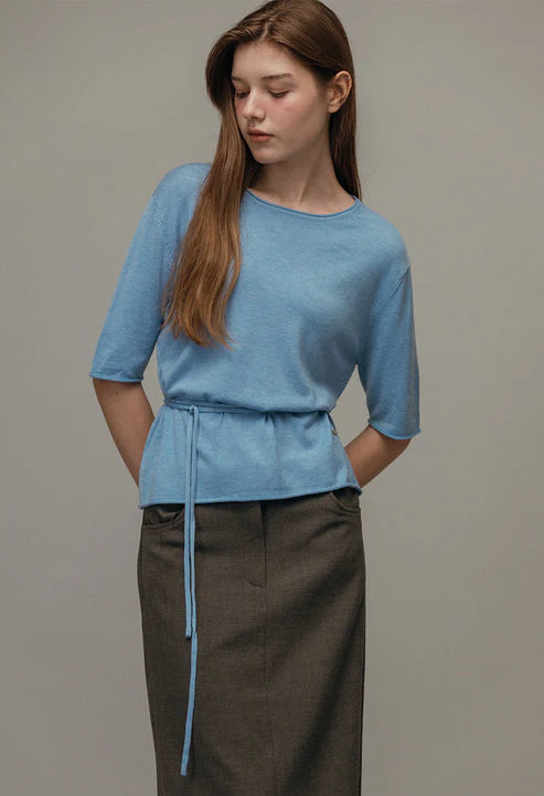 [Same-Day Shipping] Strap wool half sleeve knit