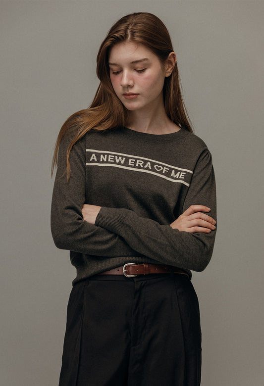 New era lettering puff pullover knit