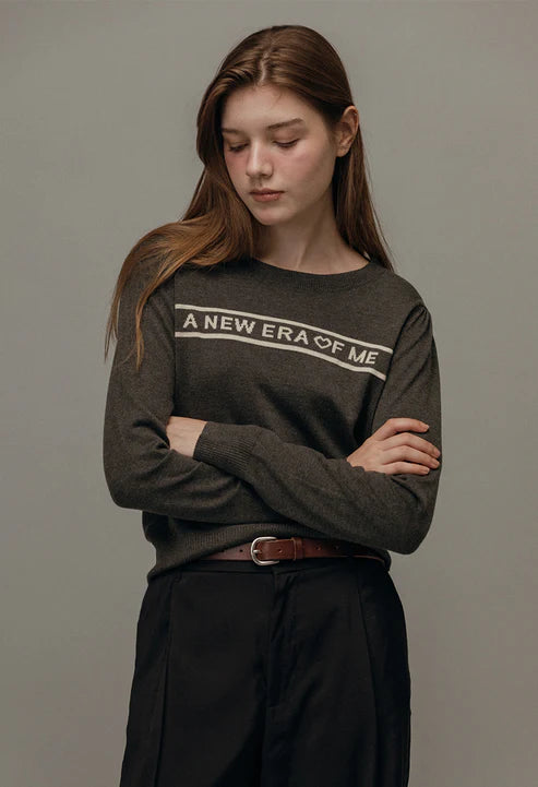[Same-Day Shipping]  New era lettering puff pullover knit