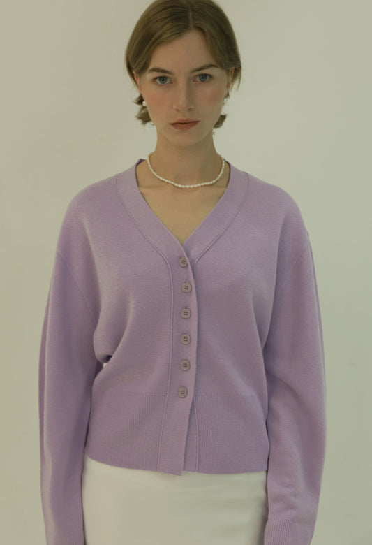 Volume silhouette wool knit cardigan