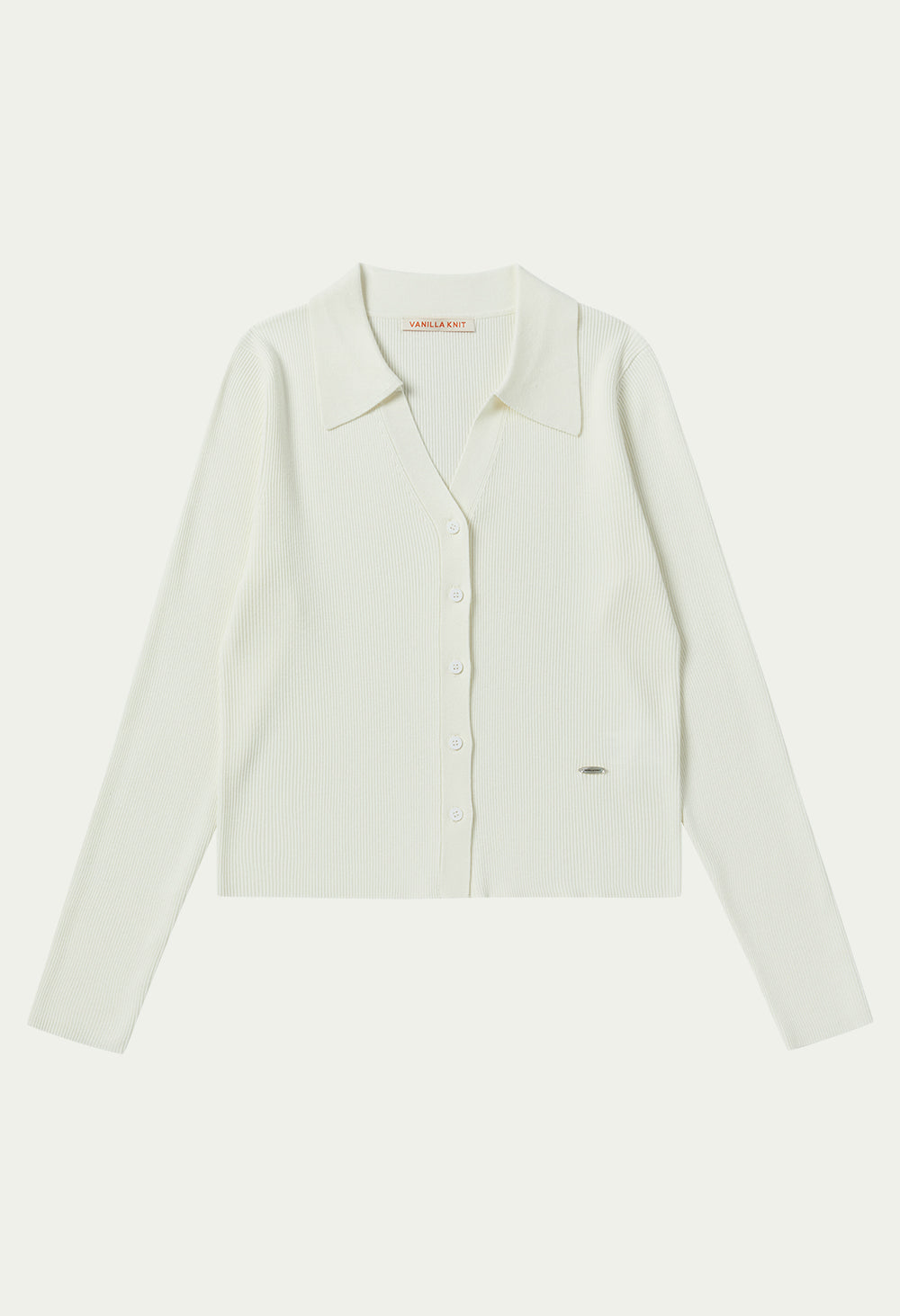 Slim ribbed collar cardigan