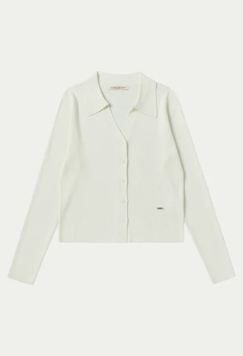 [Same-Day Shipping] Slim ribbed collar cardigan