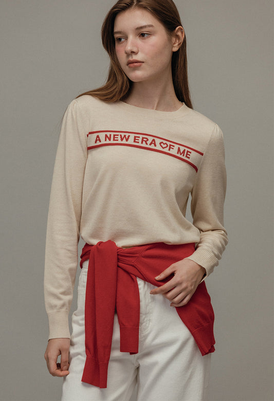 New era lettering puff pullover knit