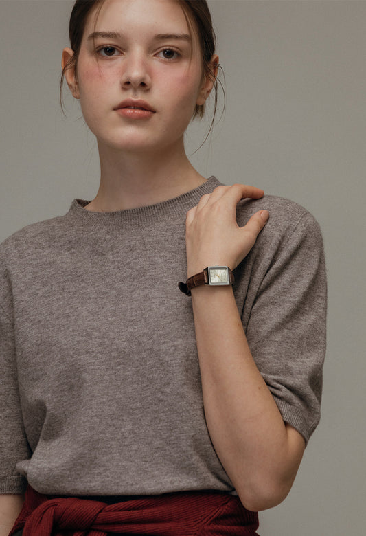York wool volume half sleeve knit