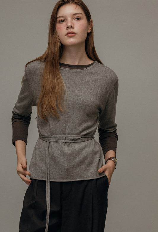 Strap wool half sleeve knit