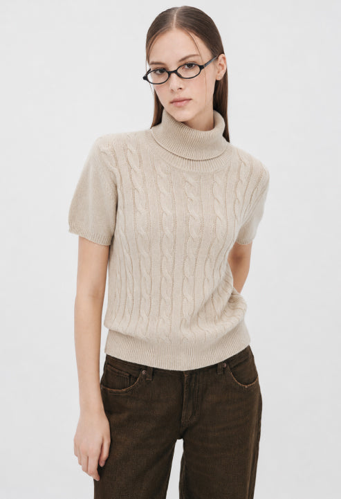 Autumn Cable Turtleneck Wool Knit