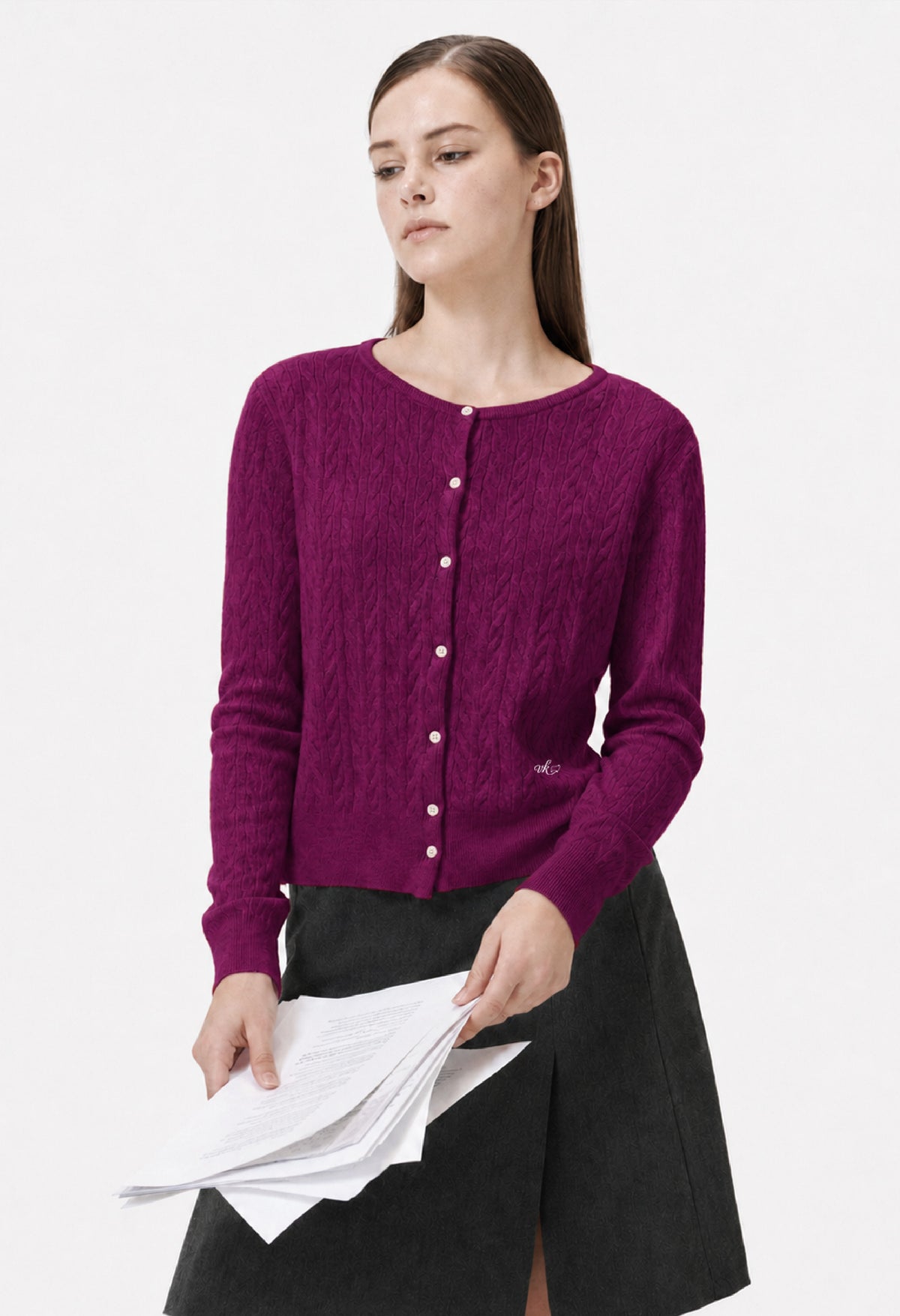 Row Cable Knit Cardigan