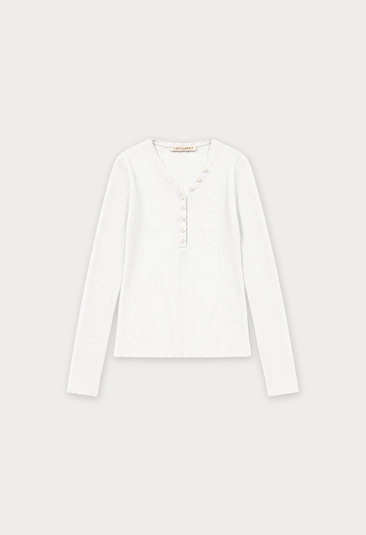 Time Button V-Neck Ribbed Knit