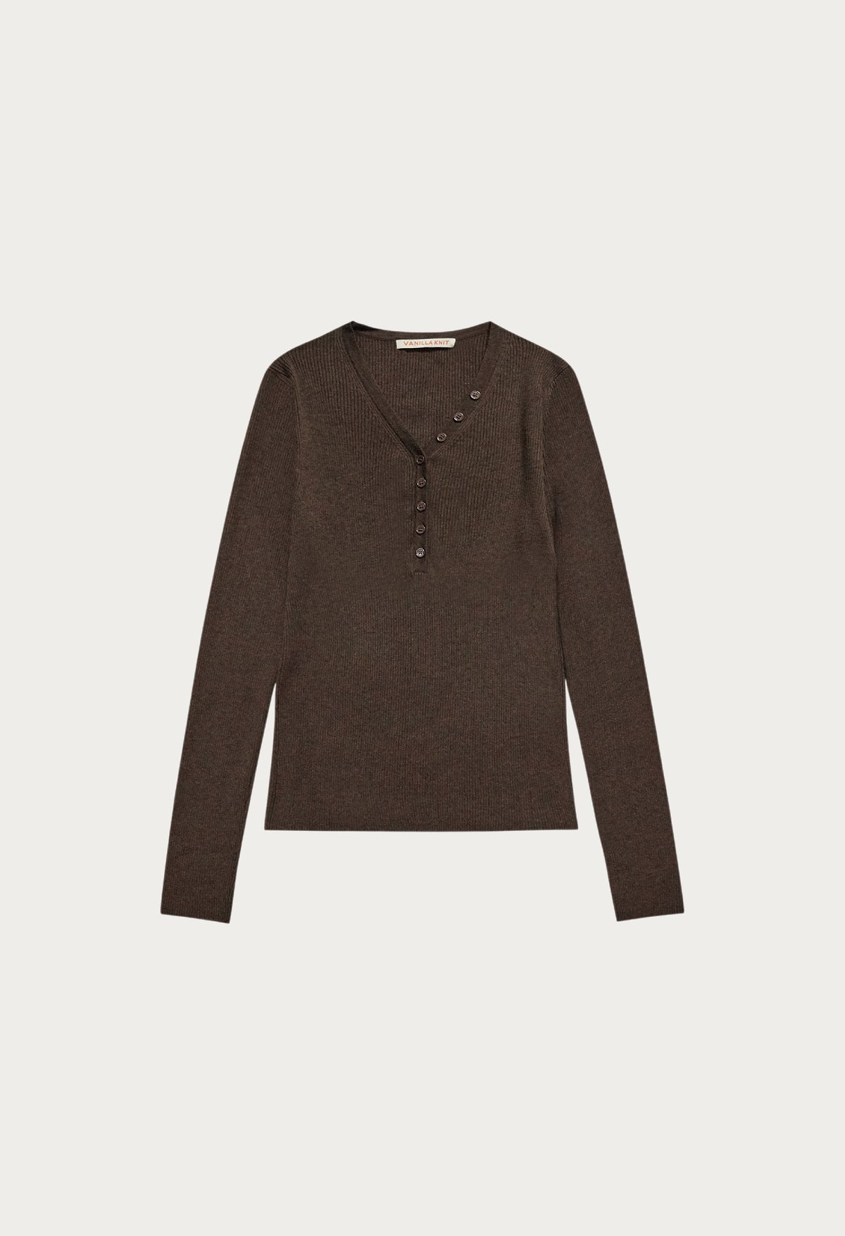 Time Button V-Neck Ribbed Knit