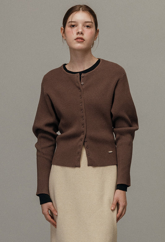 Novel volume knit cardigan