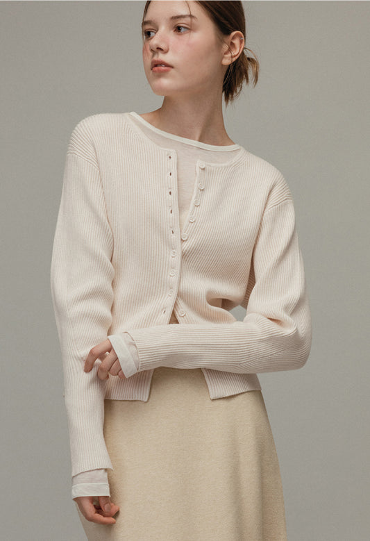 Novel volume knit cardigan