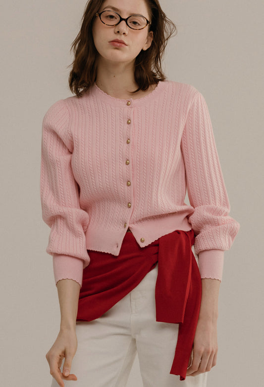 Moon gold button cable knit cardigan