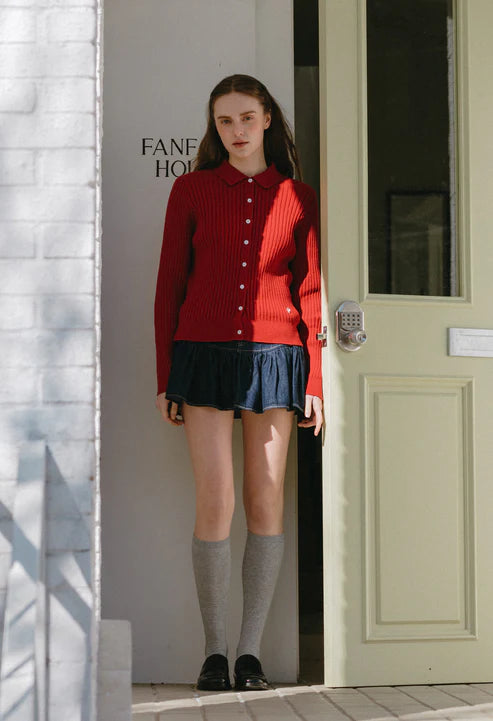 [Same-Day Shipping] Romance collar knit cardigan