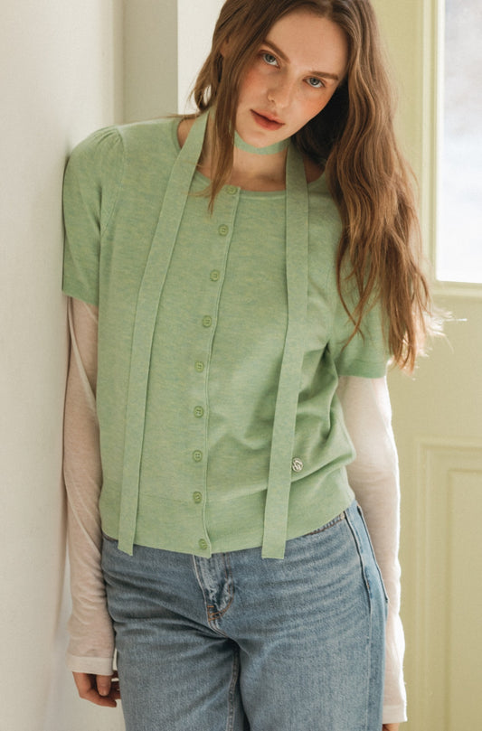 Bubbly scarf knit cardigan