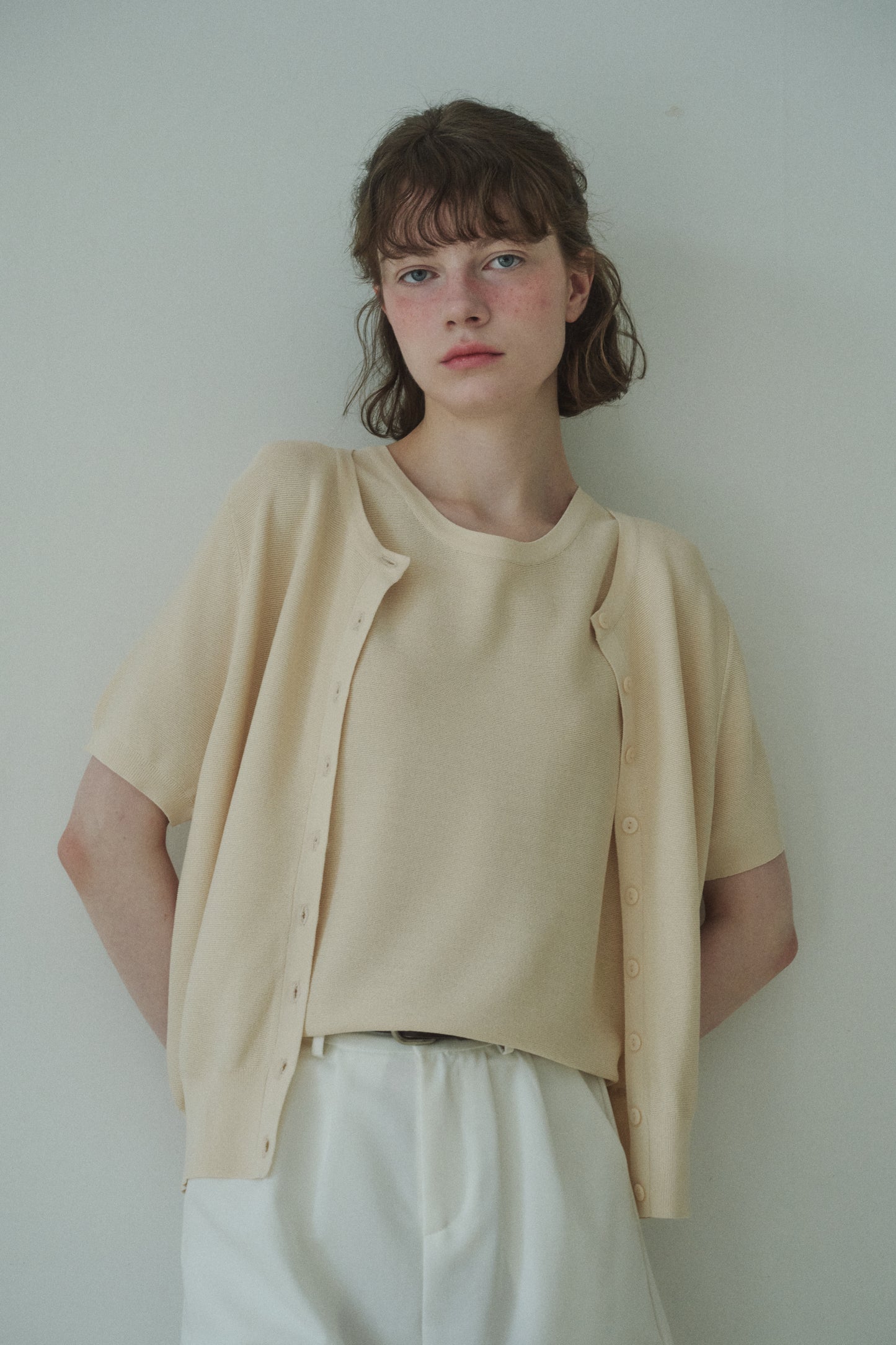 Summer silky basic half sleeve knit cardigan