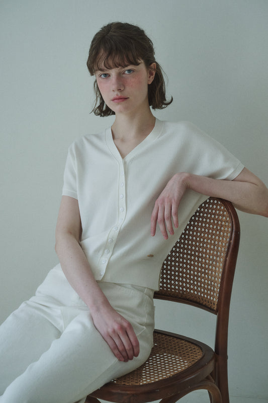 Iced linen v-neck sleeve knit