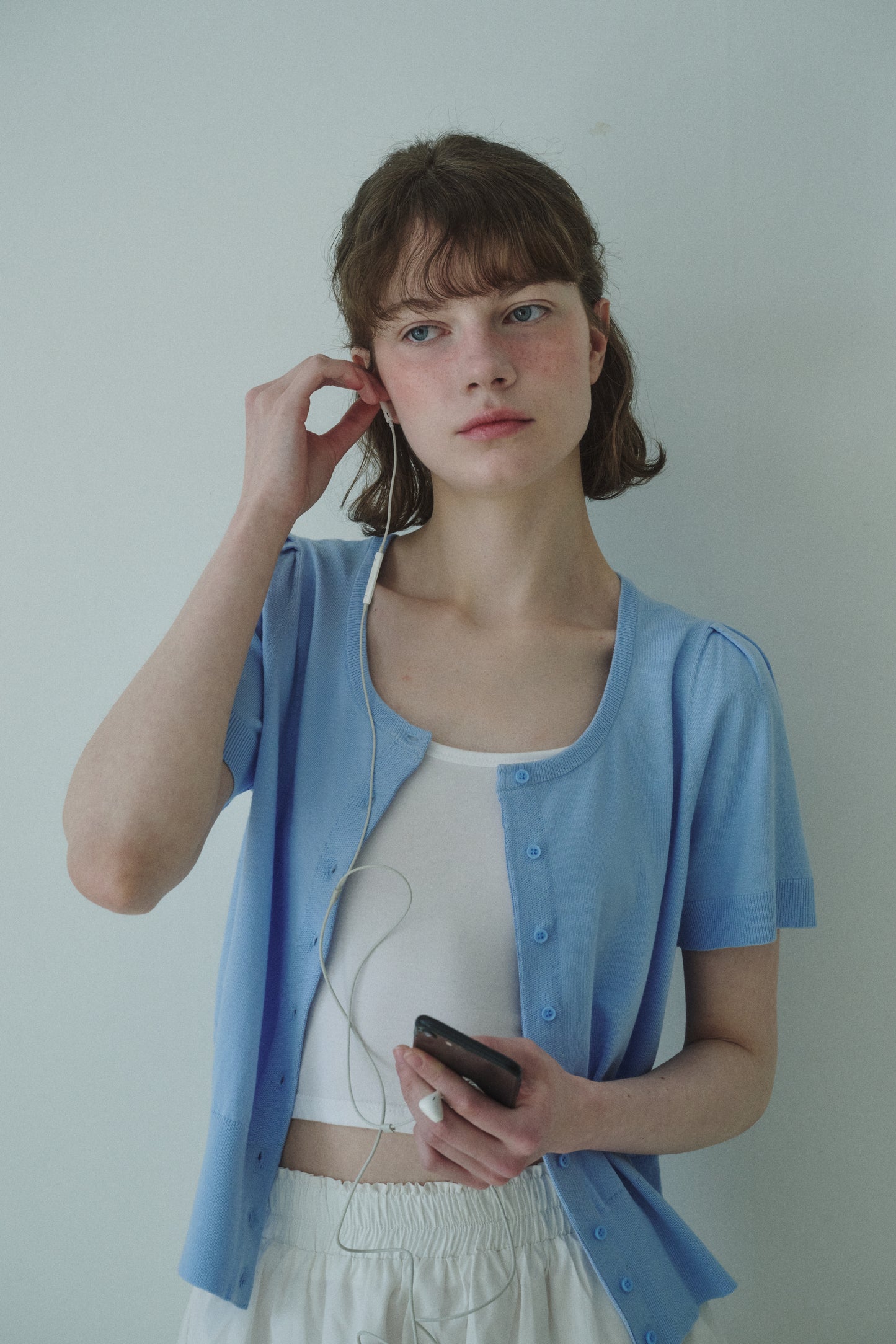 July puff half sleeve knit cardigan