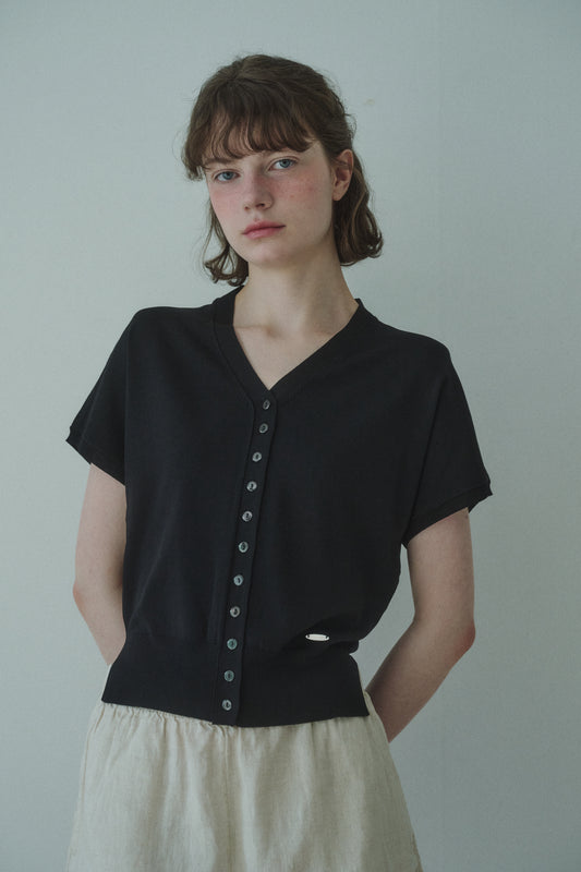 Iced linen v-neck sleeve knit