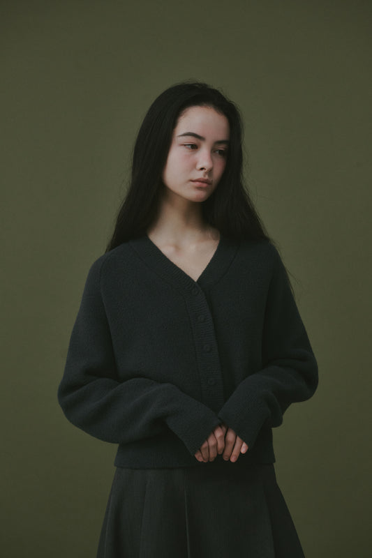 Cloud Buckle V-Neck Cardigan