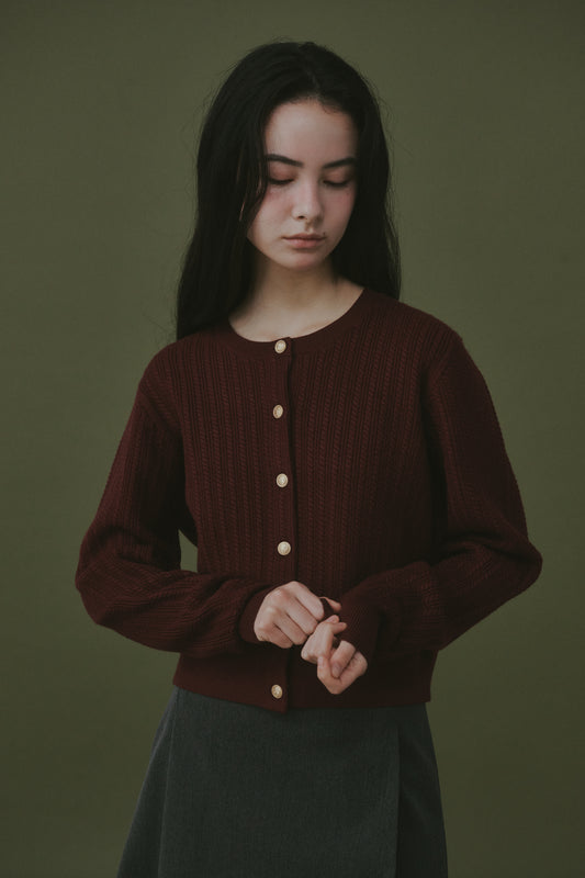 Midnight Gold Button Cable Cardigan