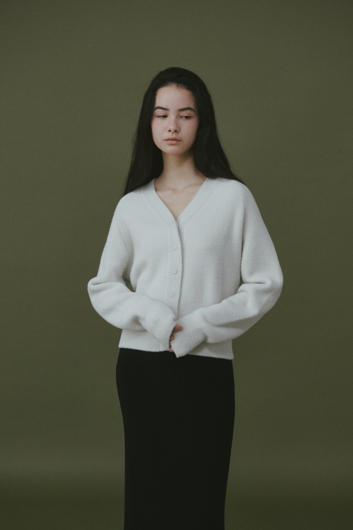 Cloud Buckle V-Neck Cardigan