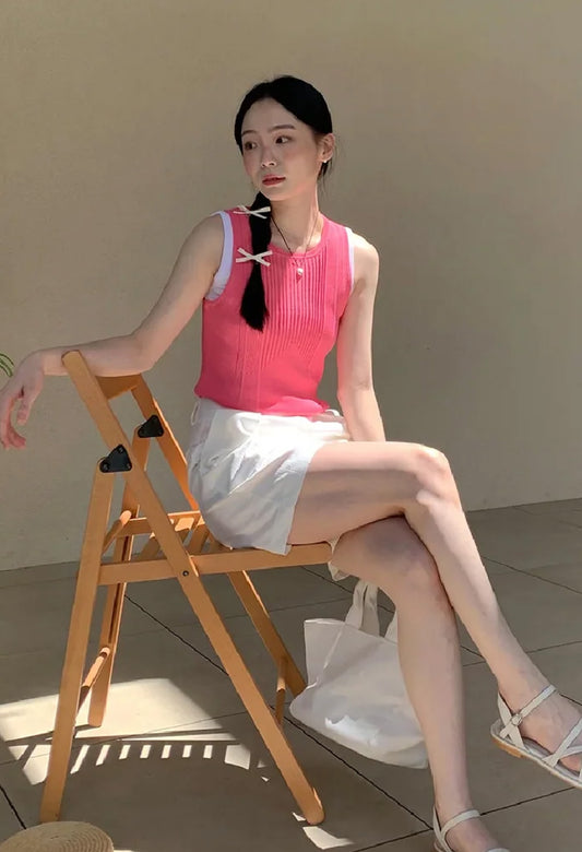 Sunkist knit iced sleeveless knit