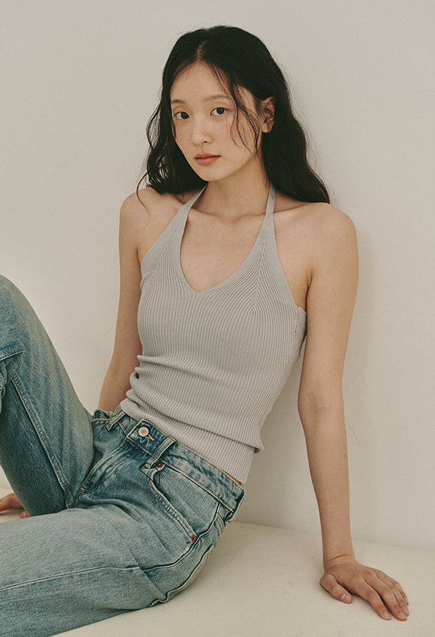 Sunny Halterneck Knit Sleeveless Top