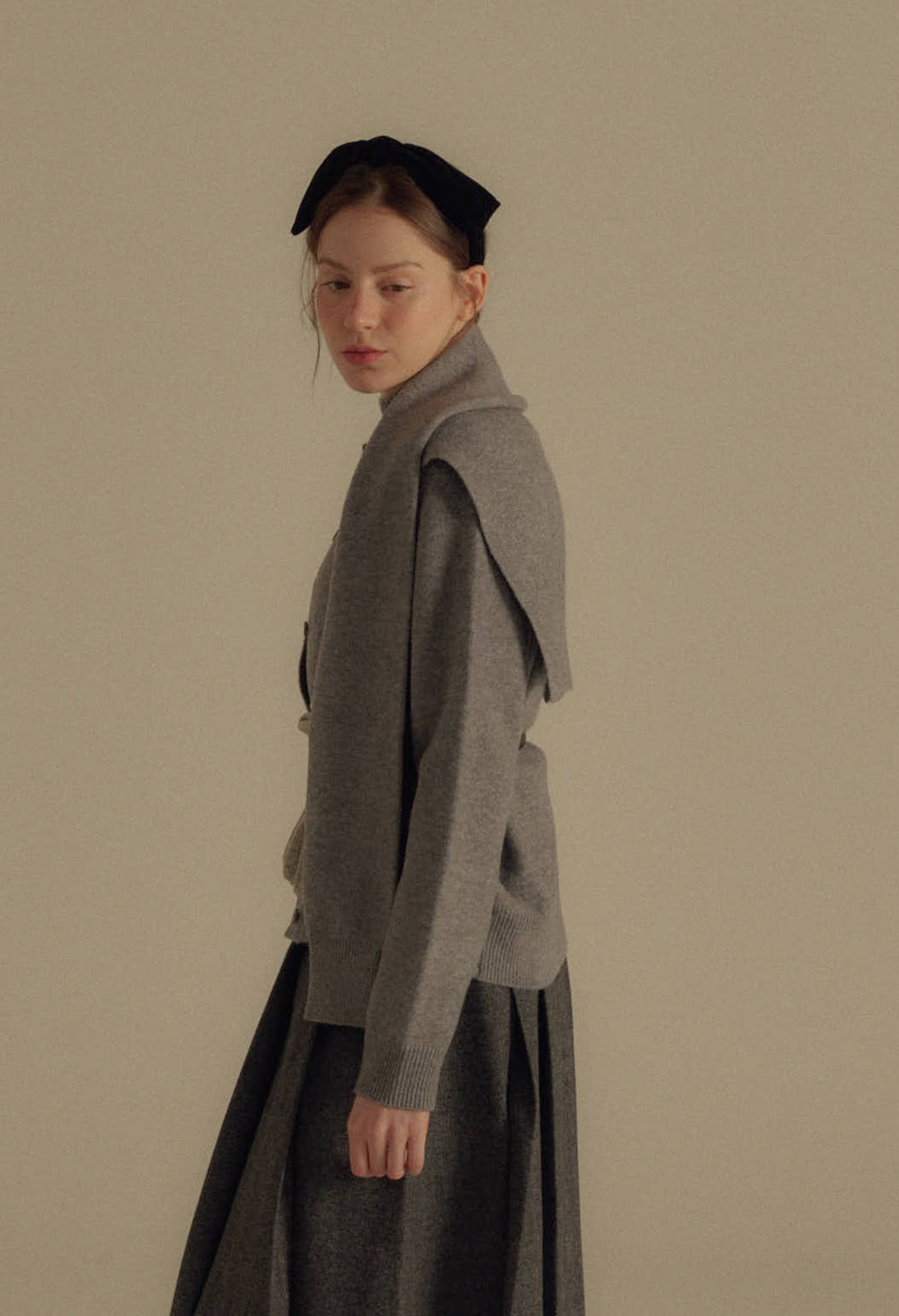 Vanilla basic wool knit shawl (WINTER)